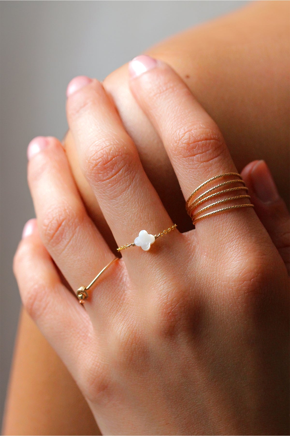 Bague chaînette Swan - Nacre