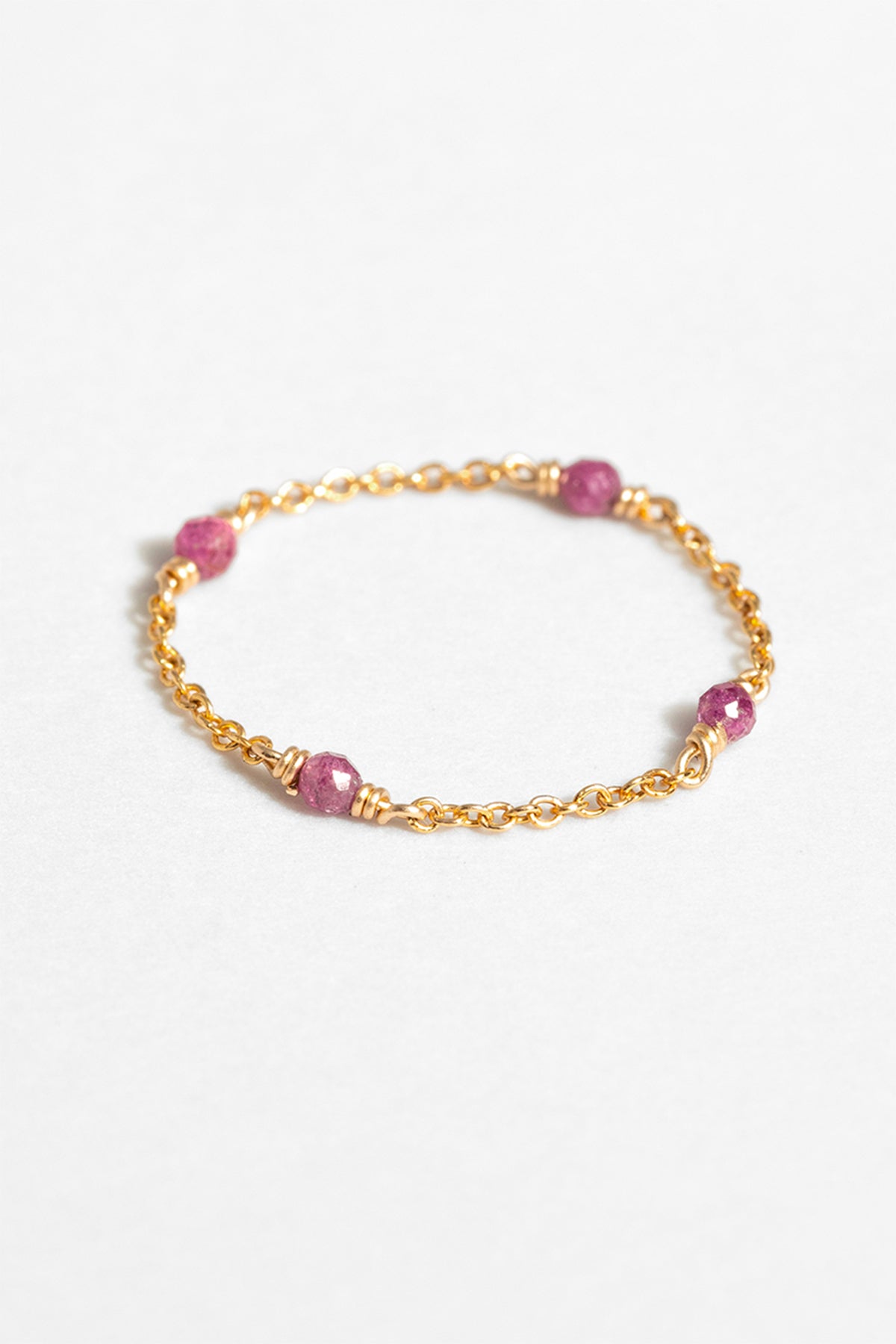 Bague chaînette Satellite - Rubis