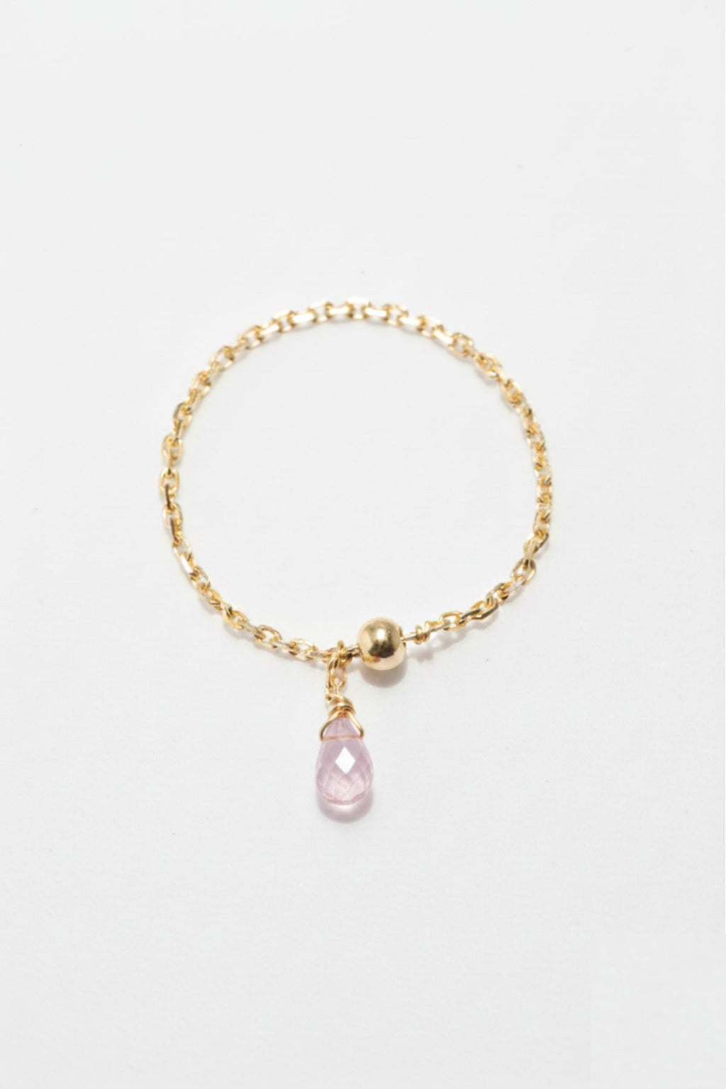 Bague chaînette pampille Mia - Or 750‰ Saphir rose clair