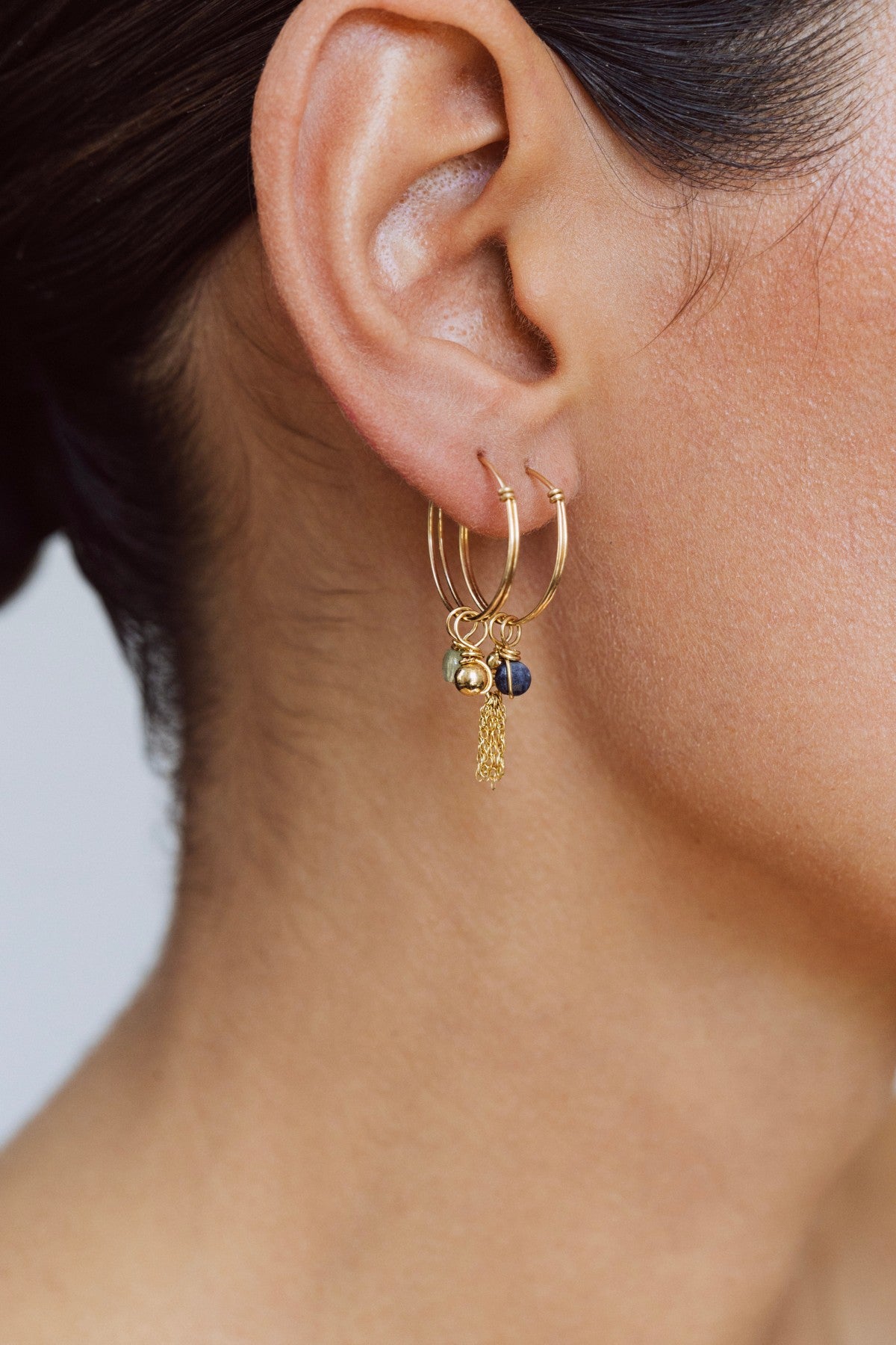 Gold pompom charm pendant