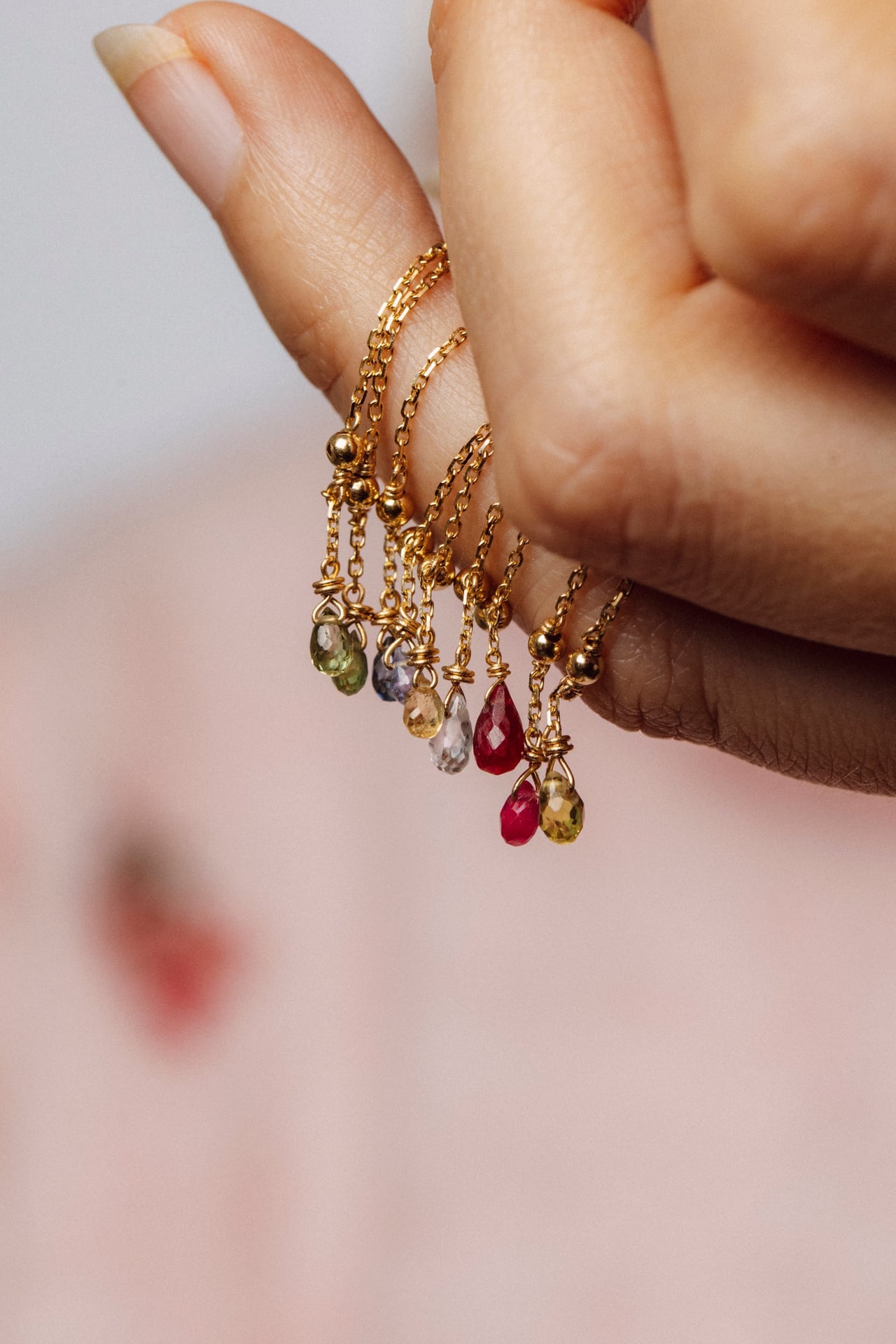Mia tassel chain ring - 750‰ Gold Ruby