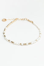 Bracelet Queen à plat, perles de culture ovales et perles d'or alternées