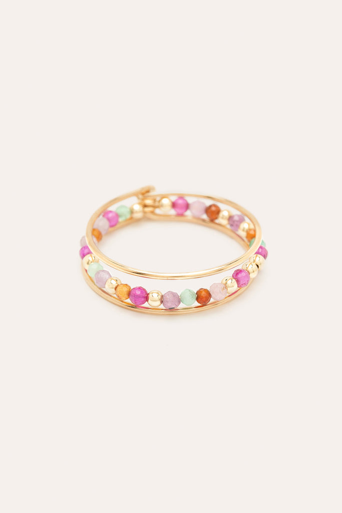 Bague multicolore gold filled waterproof 