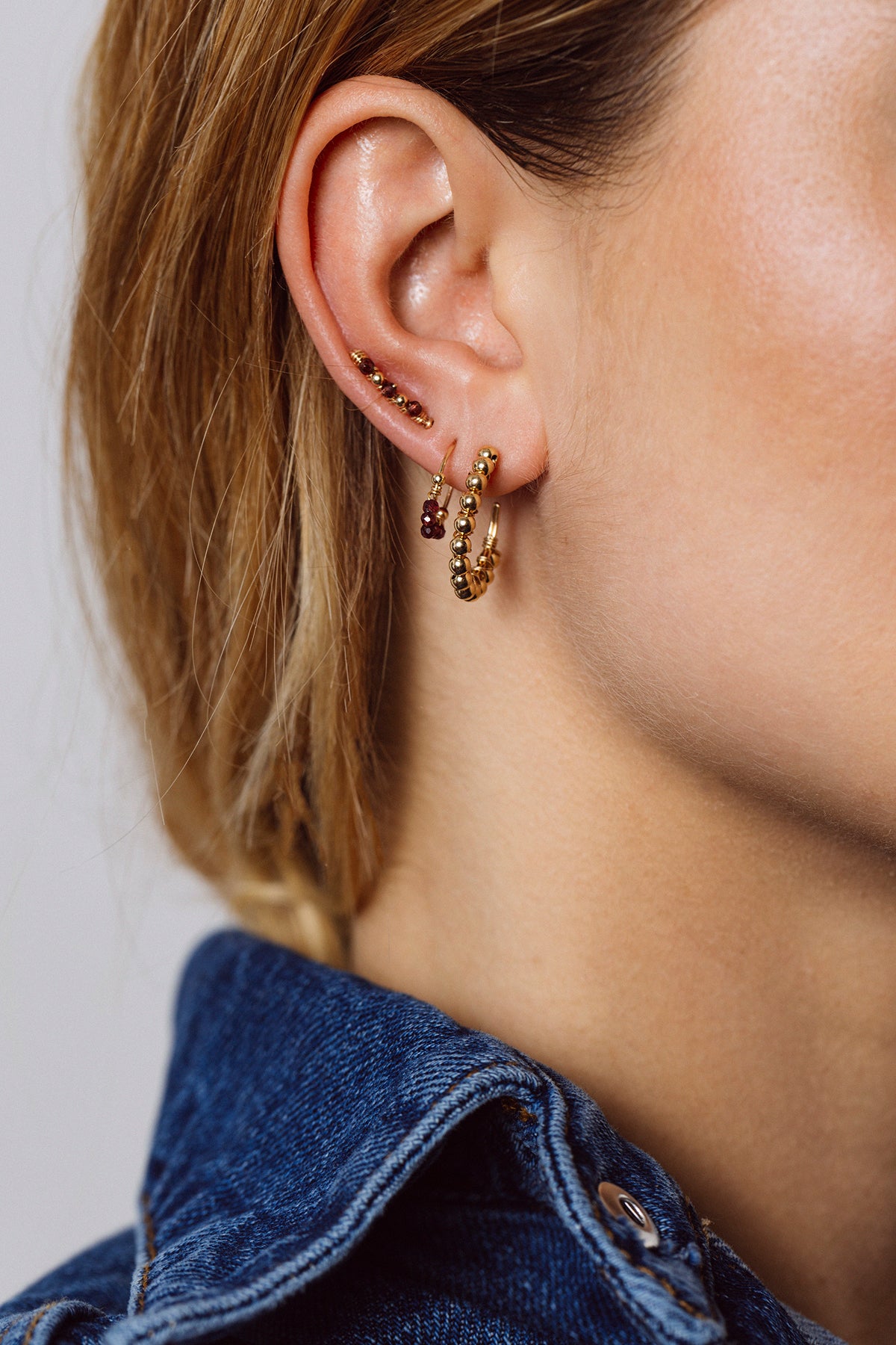 Large beaded hoop earrings