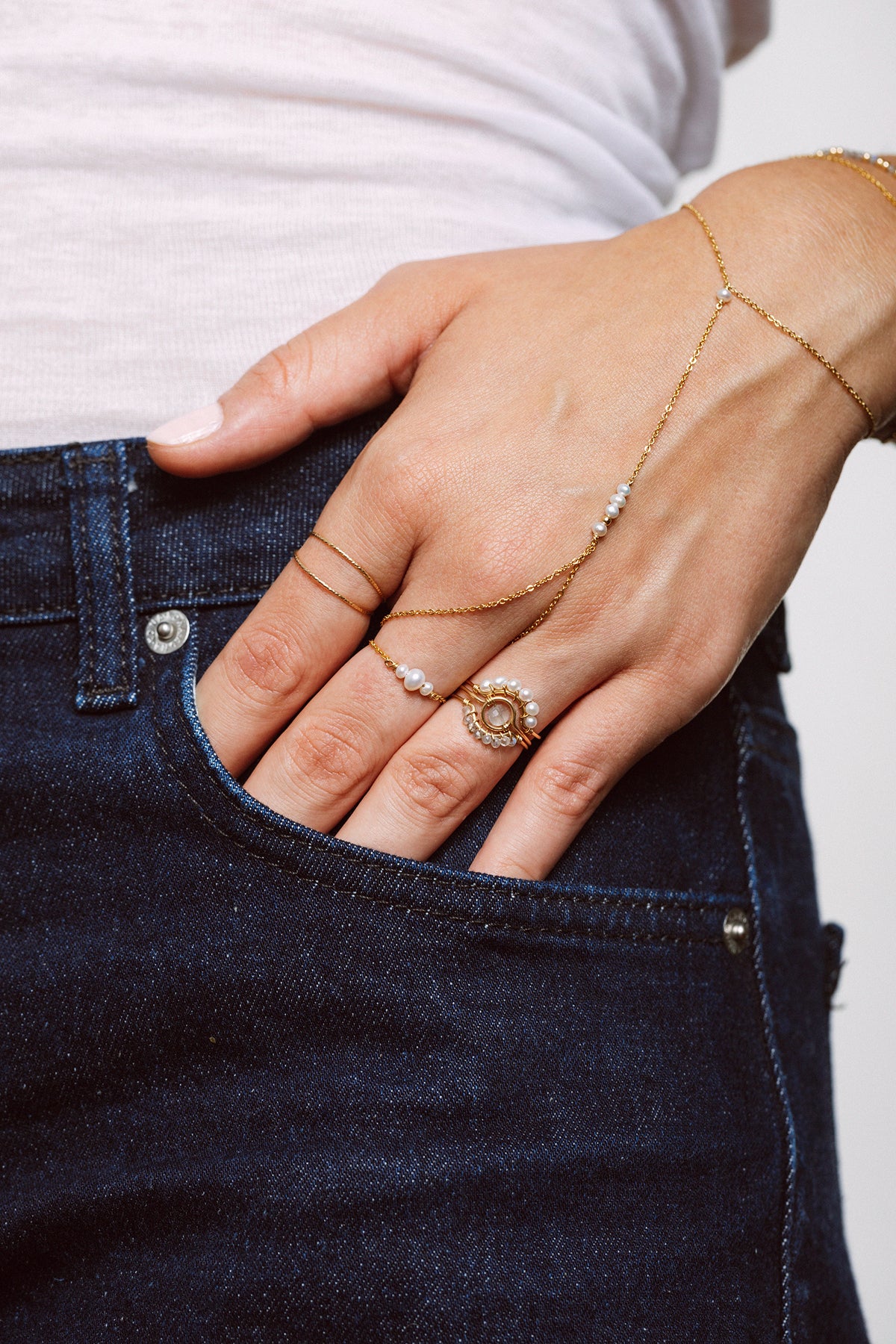 Half Moon Lace Ring - Cultured pearl