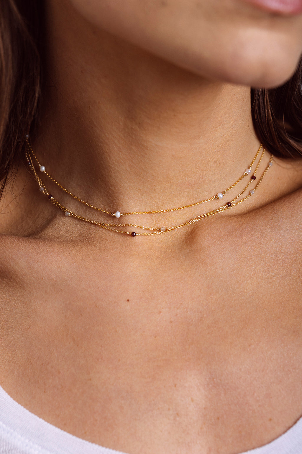 Garnet Satellite Bracelet - Necklace