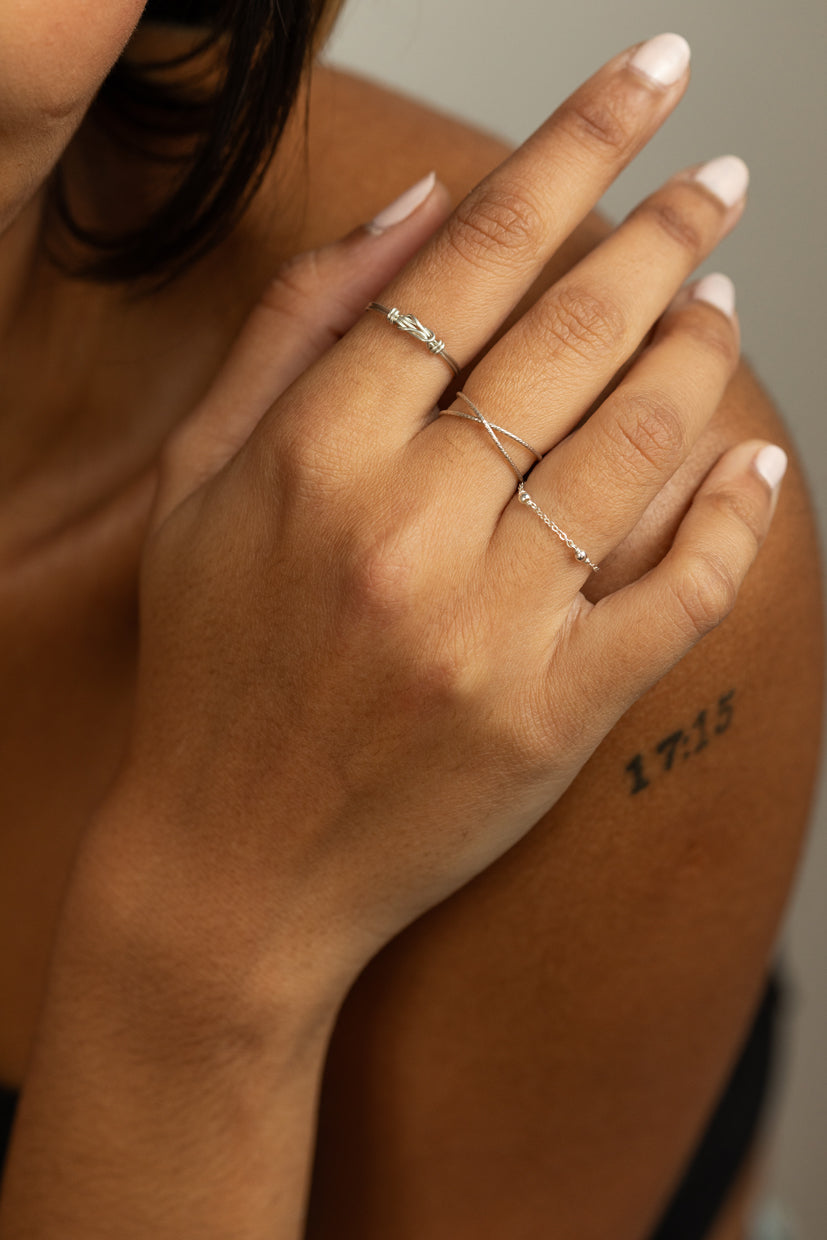 Crossed Ring Éclat - Silver