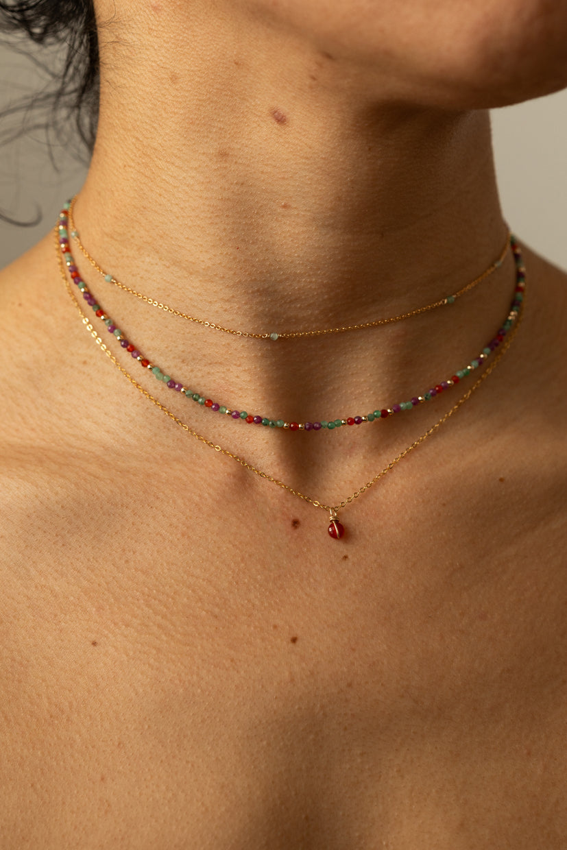 Mini pendentif Stella - Agate rouge