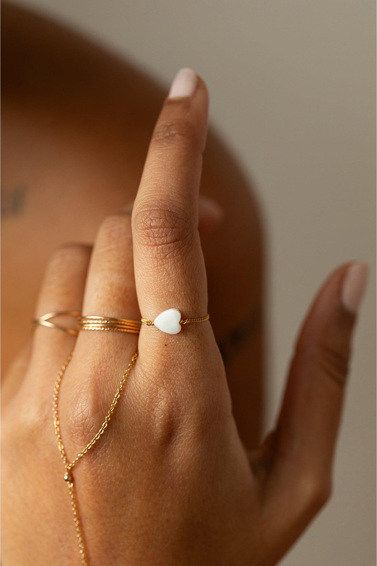 Chain ring Mother of Pearl Heart