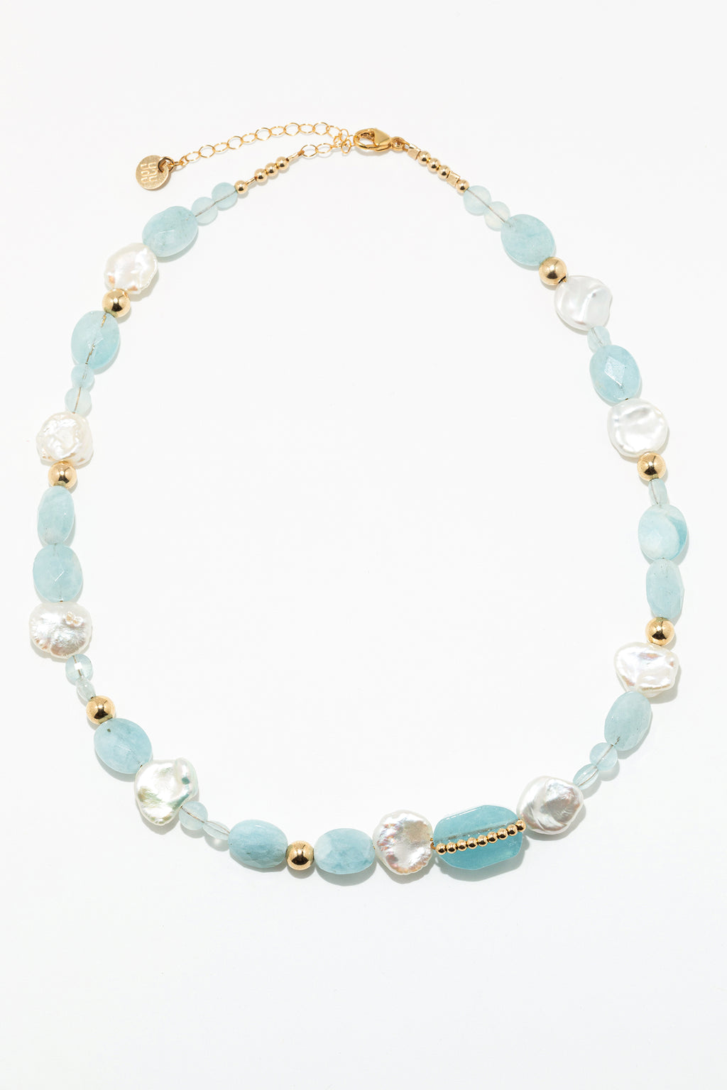 Cowrie Shell Necklace - Aquamarine