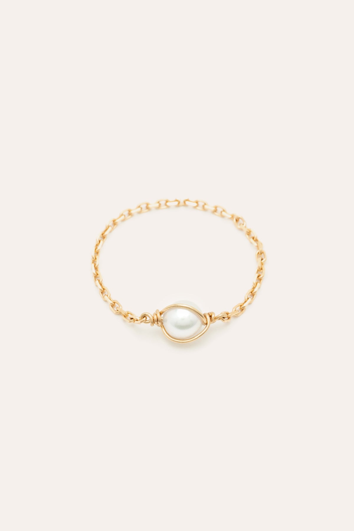 Stella chain ring - Cultured pearl - 750‰ gold