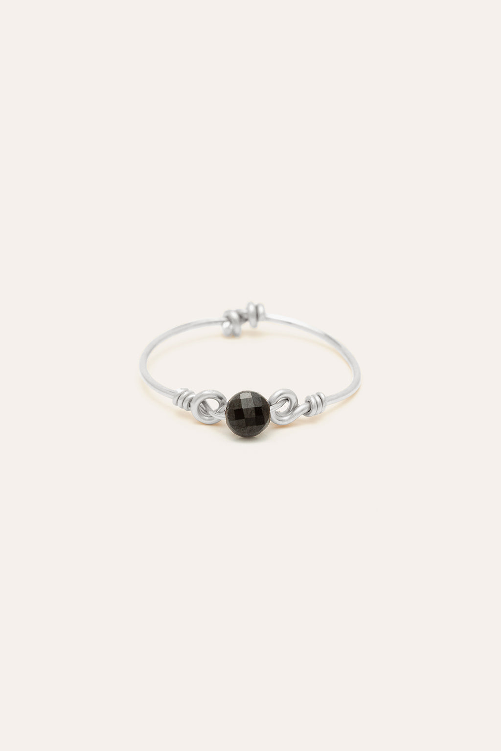 bague en argent 925 et agate noire
