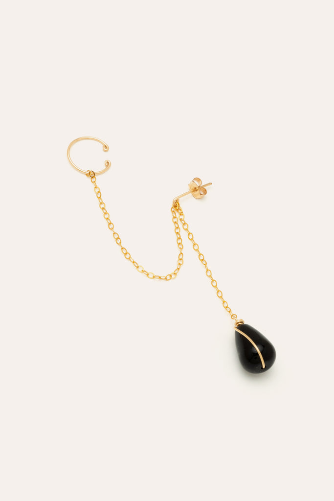 boucle d'oreille pendantes gold filled et agate en forme de poire 