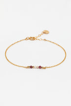 Bracelet Théa à plat, perles de culture, grenat rouge et rhodochrosite
