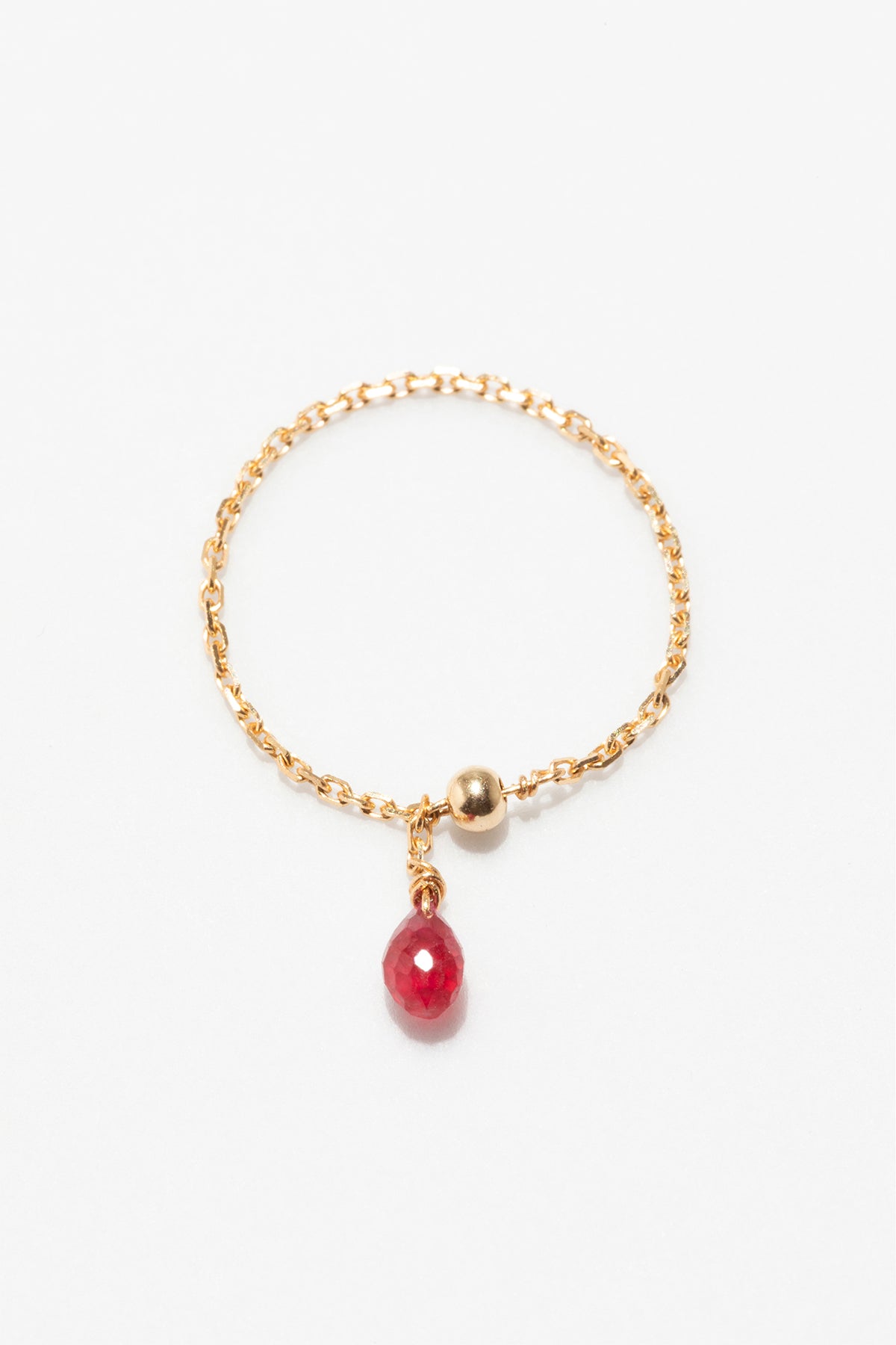 Mia tassel chain ring - 750‰ Gold Ruby