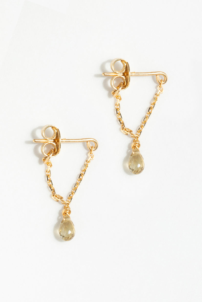 Boucles d'oreilles chaîne Mia - Or 750‰ Saphir jaune