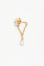 Boucle d'oreille chaîne Sofia en or 18 carats, diamant blanc en goutte, vendue à l'unité