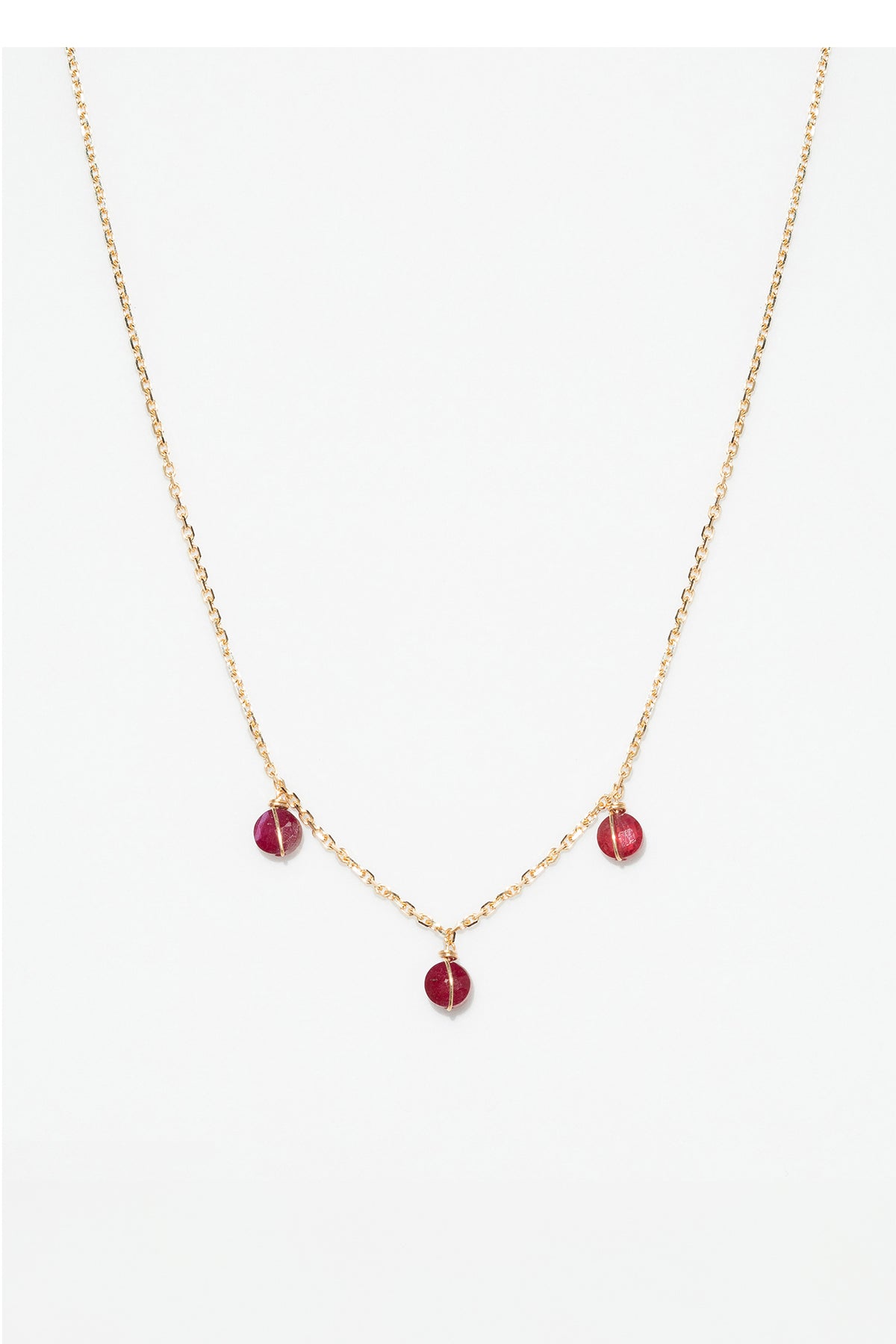 Sofia short tassel necklace - 750‰ Gold Ruby