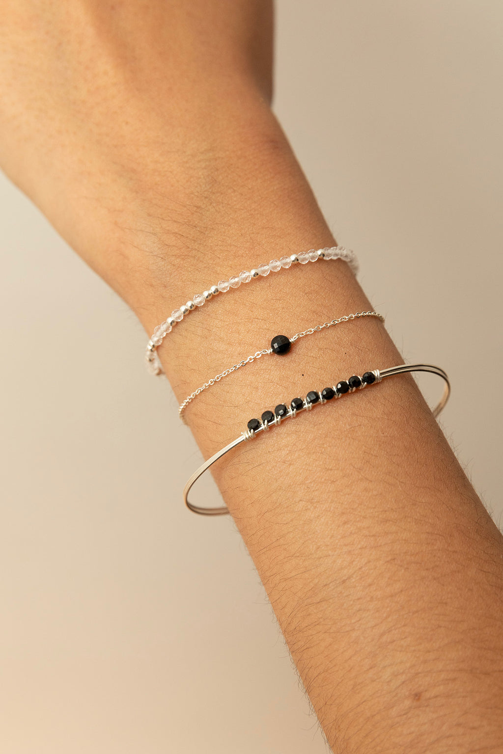 Pavé Bangle - Spinel - Silver