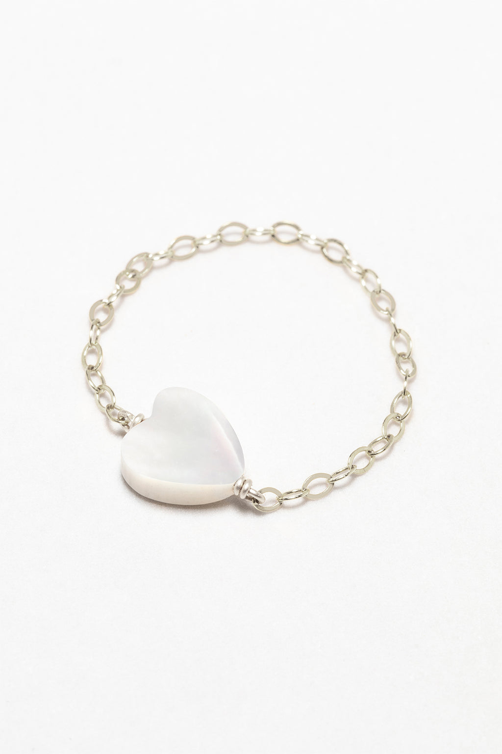Bague chainette Coeur - Nacre - Argent