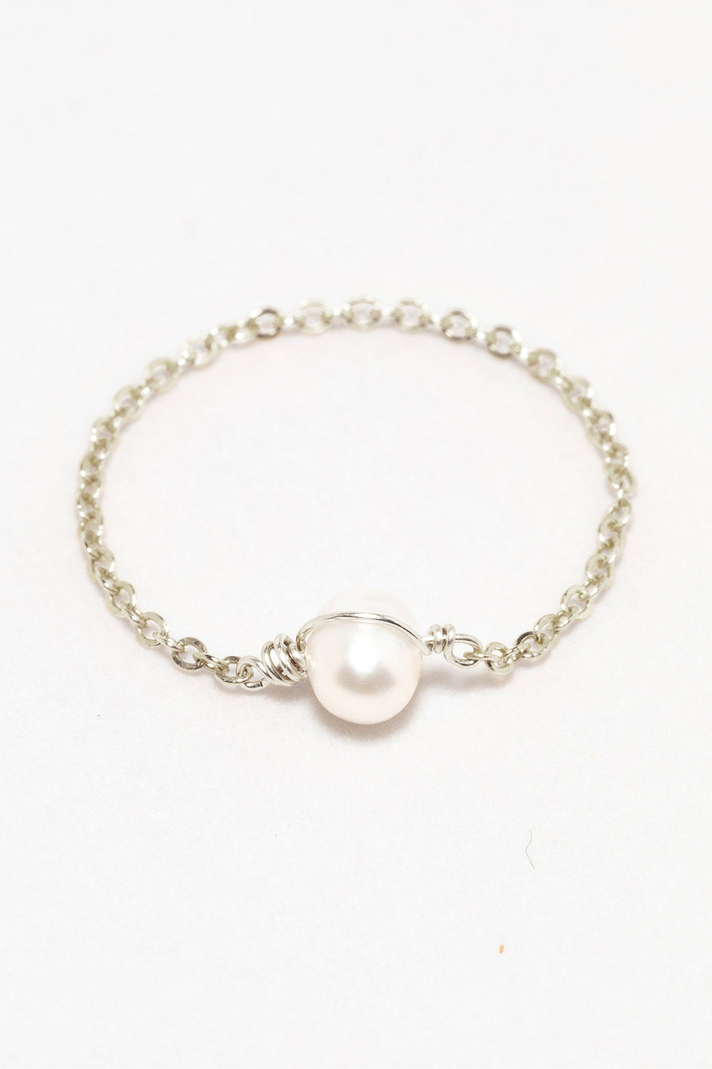 Stella chain ring - Cultured pearl - Silver
