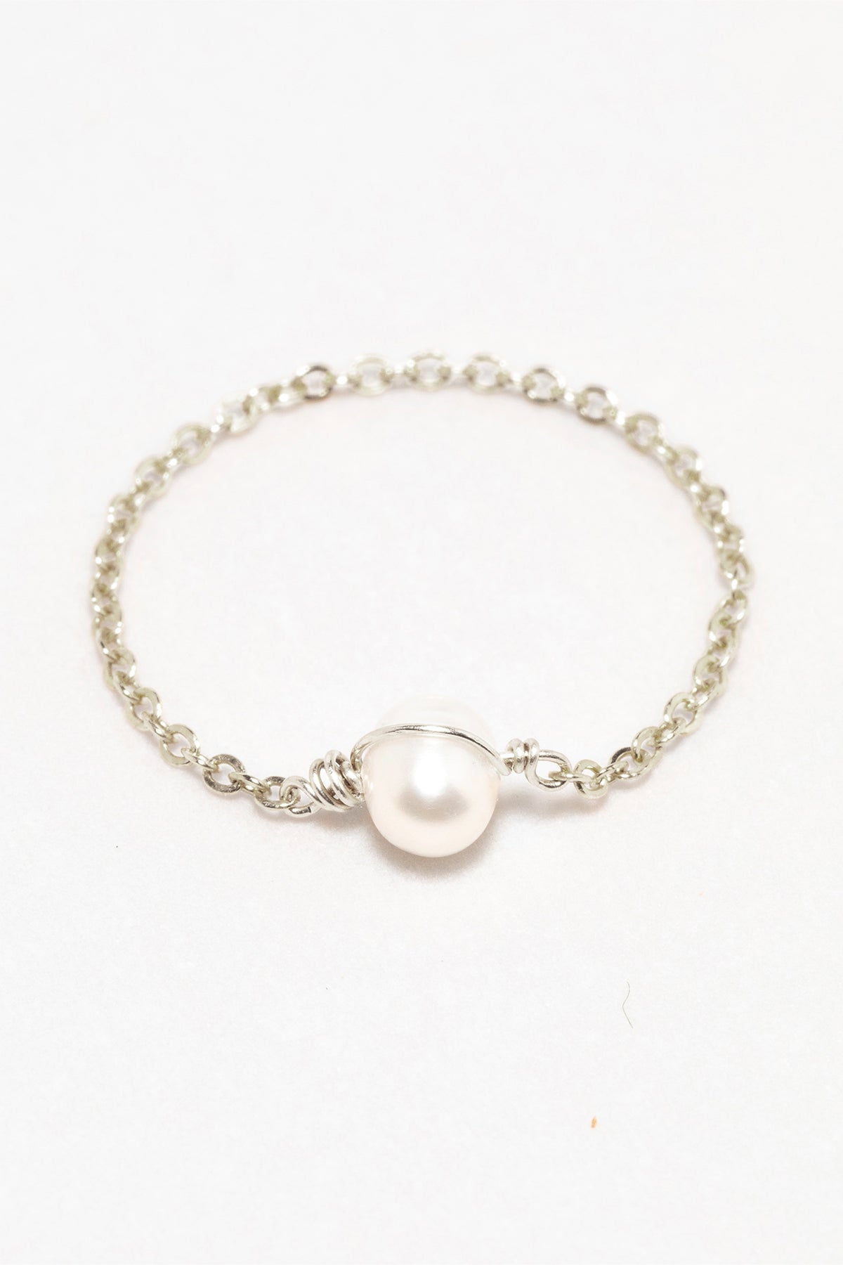 Stella chain ring - Cultured pearl - Silver
