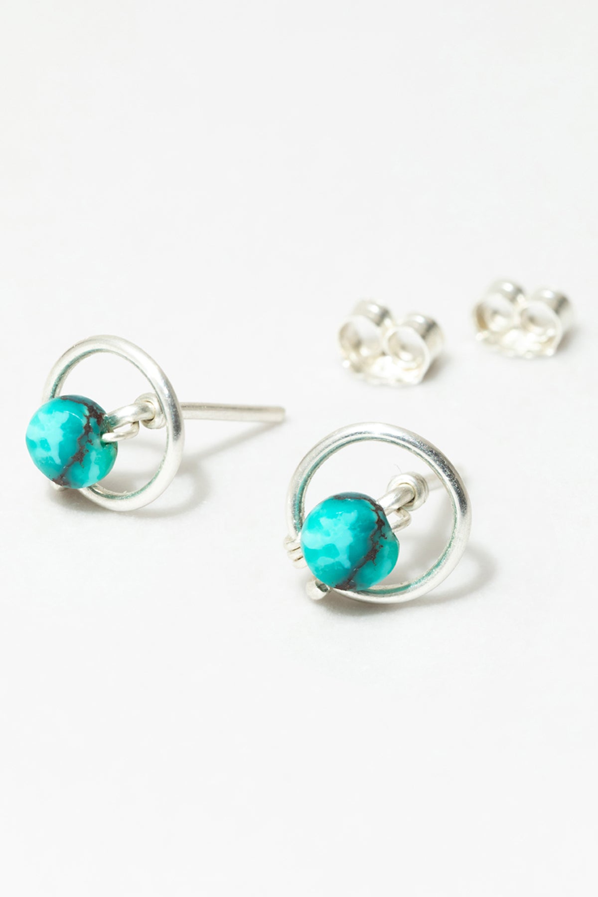 Swan Studs - Turquoise Silver
