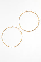 Grandes créoles Torsade à plat, fil d'or torsadé, 5,5 cm de diamètre