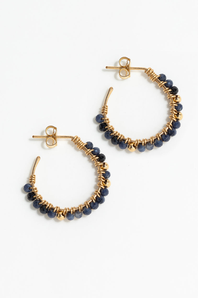 Medium Frida Creoles - Sapphire