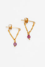 Boucles d'oreilles chaînette Anna - Rubis