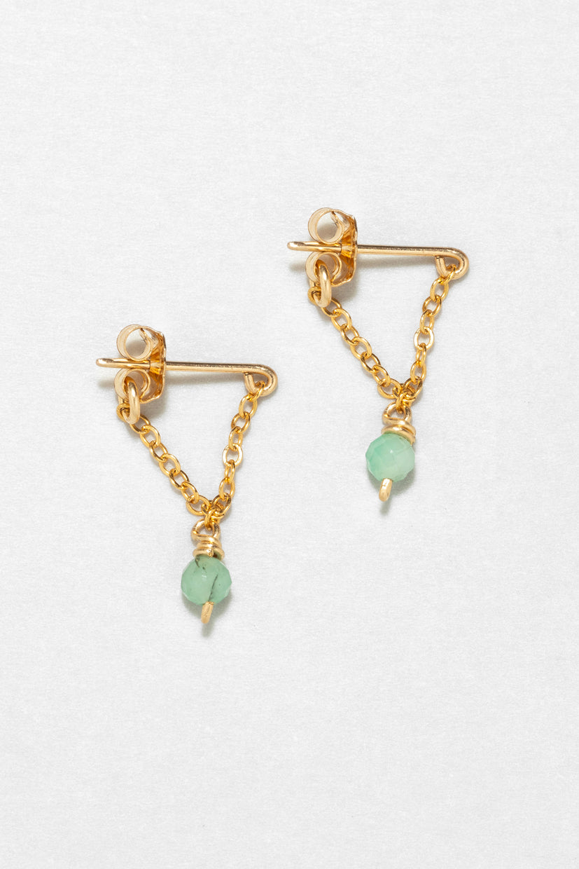Boucles d'oreilles chaînette Anna - Émeraude