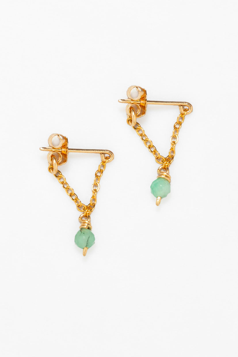 Boucles d'oreilles chaînette Anna - Émeraude