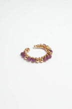 Faux piercing Frida à plat, rubis de 2 mm sur anneau d'or laminé