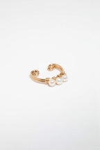Faux piercing Théa à plat, perles de culture de 2 mm sur anneau d'or