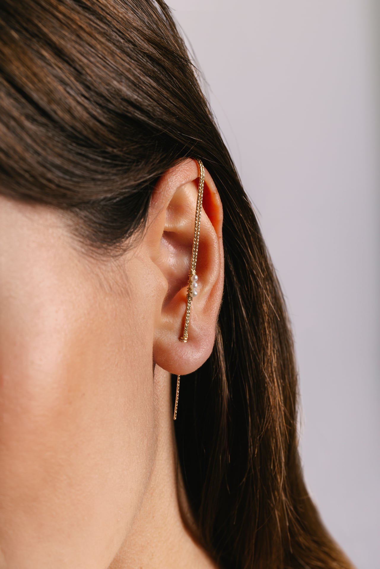 Bijou d'oreille traversant - Perle de culture
