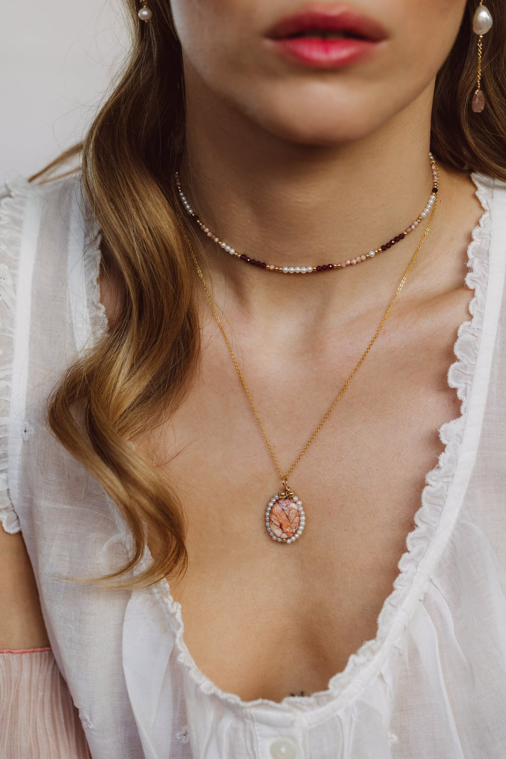 Pendentif Joséphine - Howlite rose