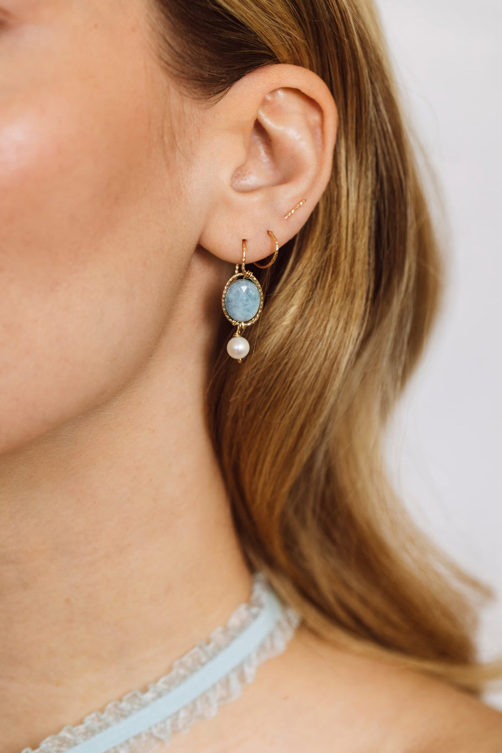 Boucles d'oreilles Victoire - Aigue marine