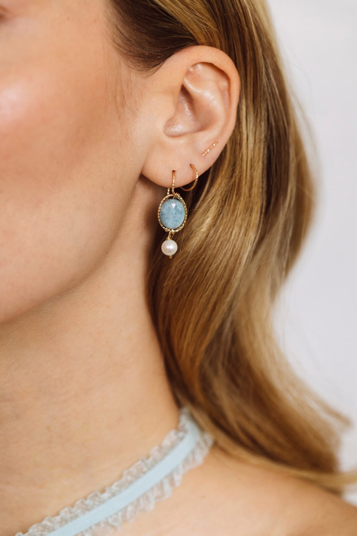 Boucles d'oreilles Victoire - Aigue marine
