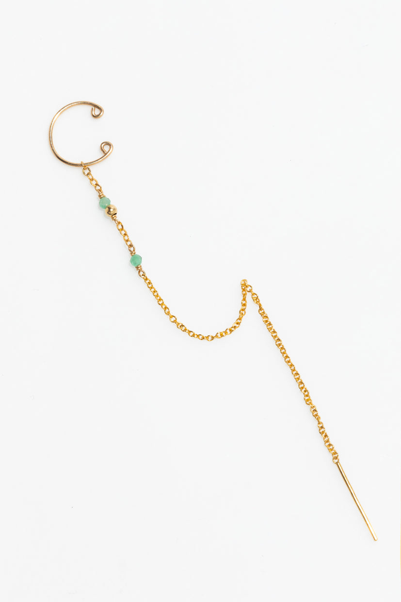 Bijou d'oreille chaînette Céleste - Émeraude