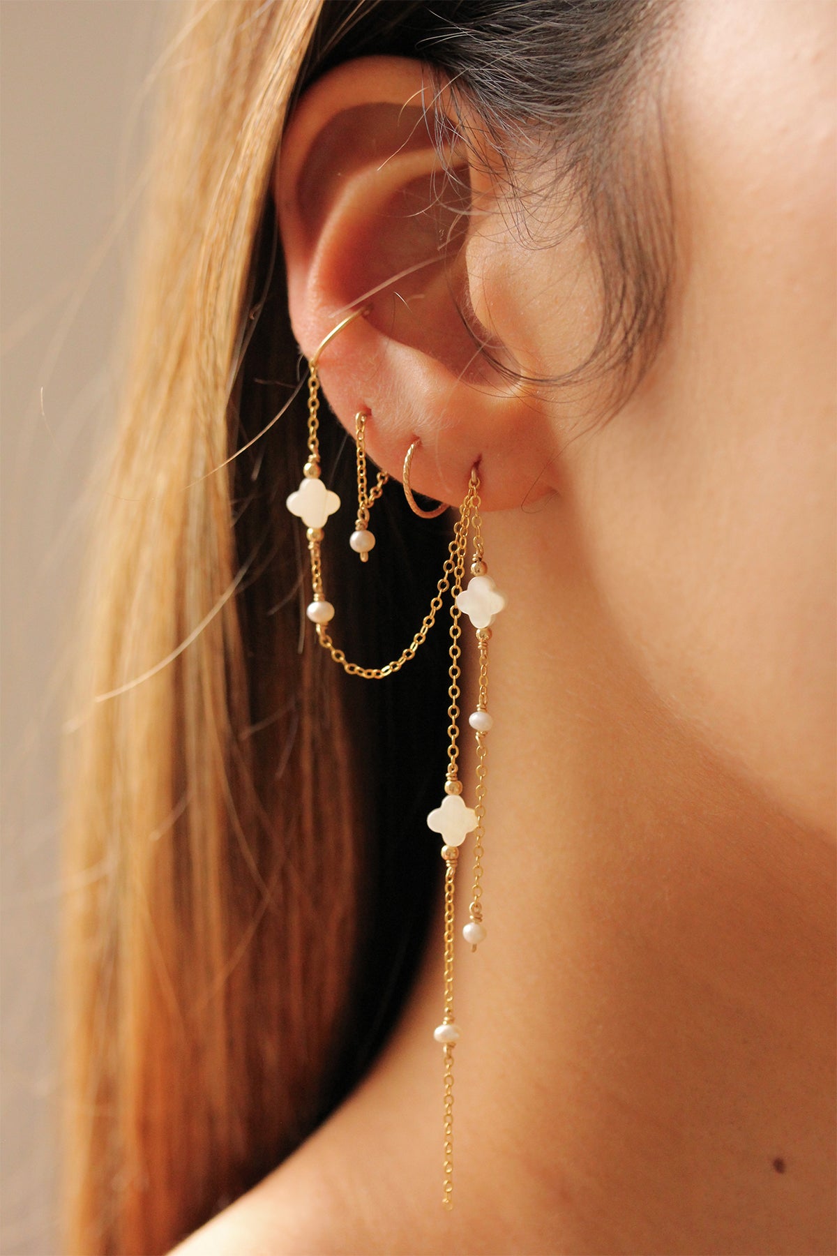 Bijou d'oreille Swan étoile - Nacre