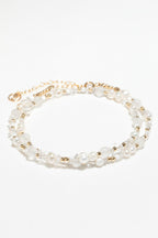 Collier Vénus Neige éternelle enroulé, perles de culture et cristal de roche