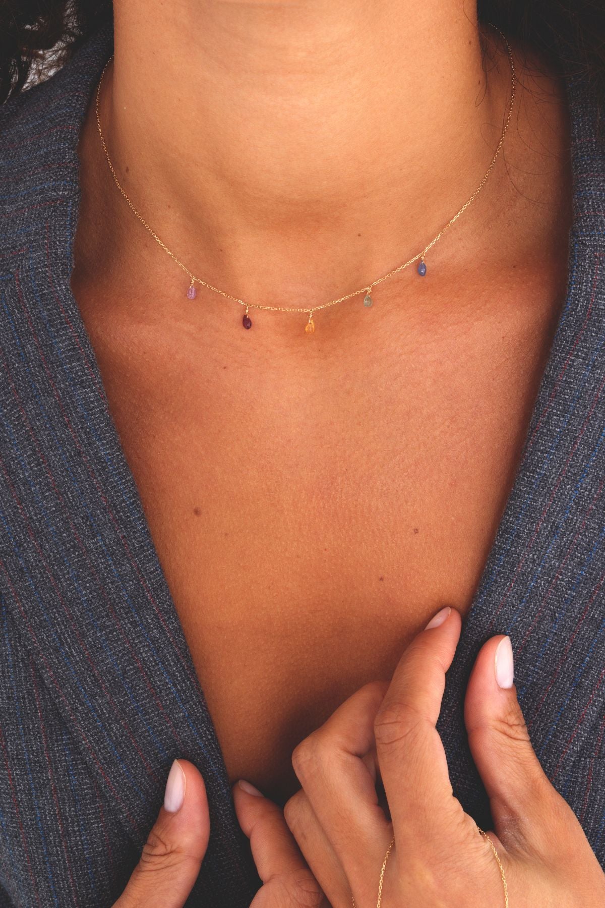 Sofia Necklace – 750‰ Gold – Multicolored Sapphire