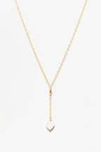 Long necklace - three mother of pearl hearts