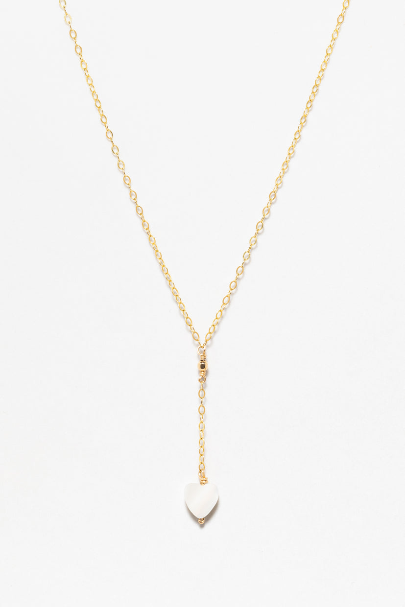 Long necklace - three mother of pearl hearts