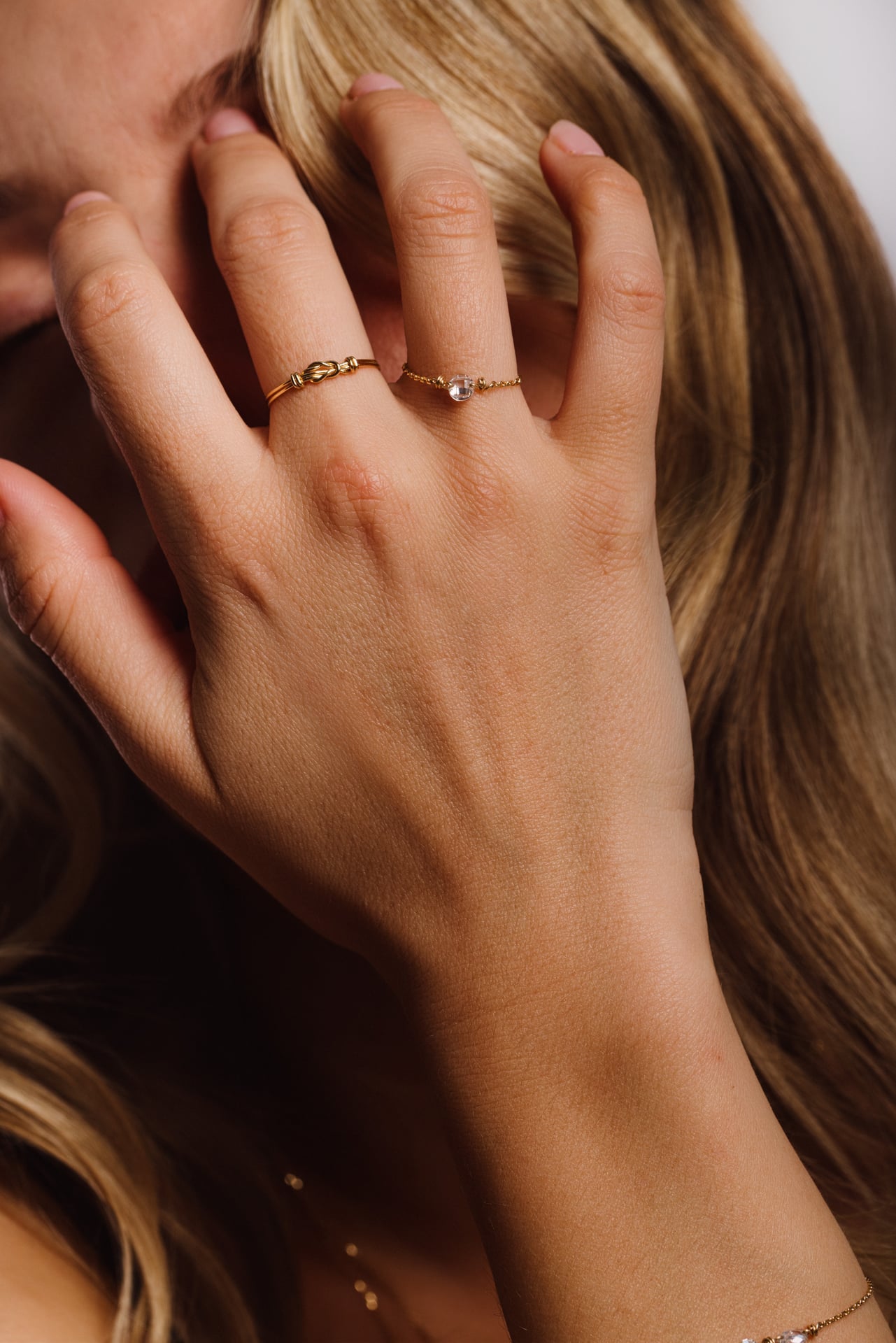 Bague chaînette Oriana - Or 750‰ - Diamant blanc