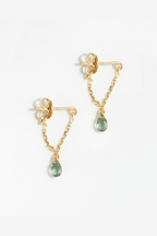 Boucles d'oreilles chaîne Mia en or 18 carats, saphirs vert foncé en goutte