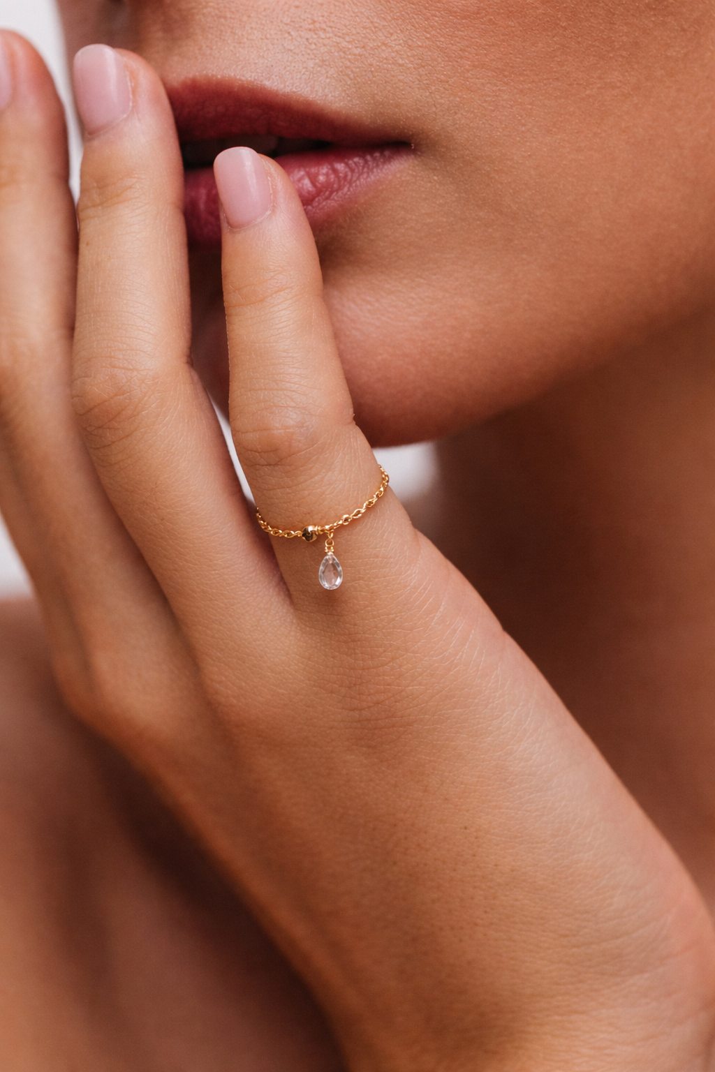 Mia tassel chain ring - 750‰ gold with white diamond
