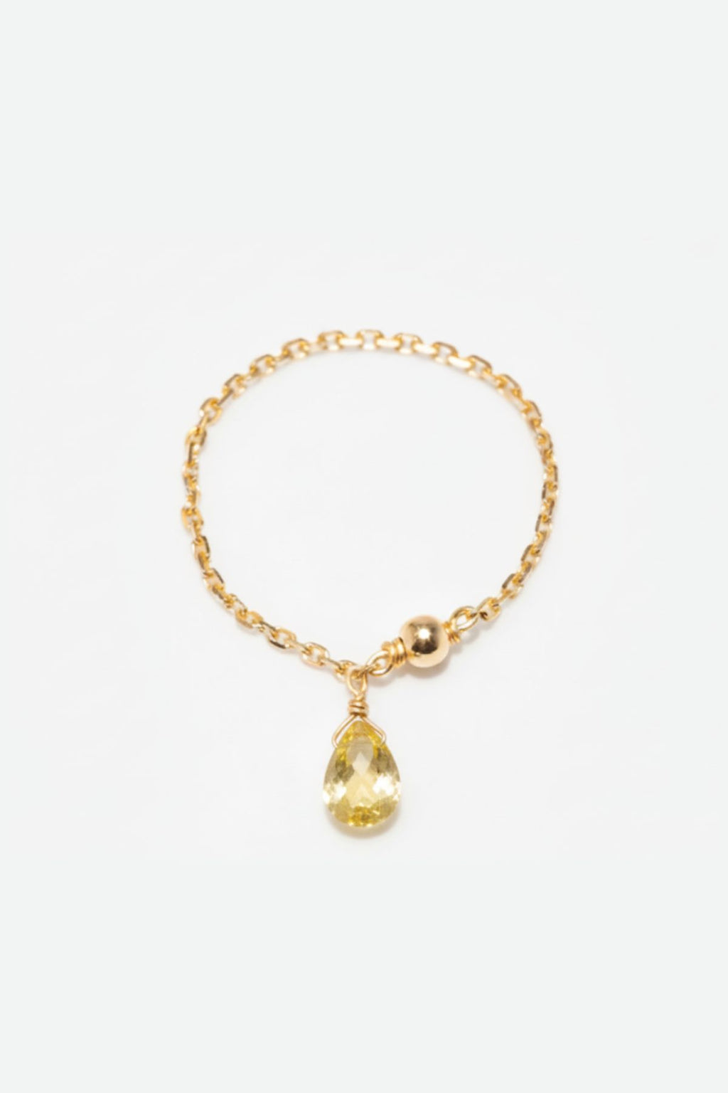 Bague chaînette pampille Mia - Or 750‰ Saphir jaune