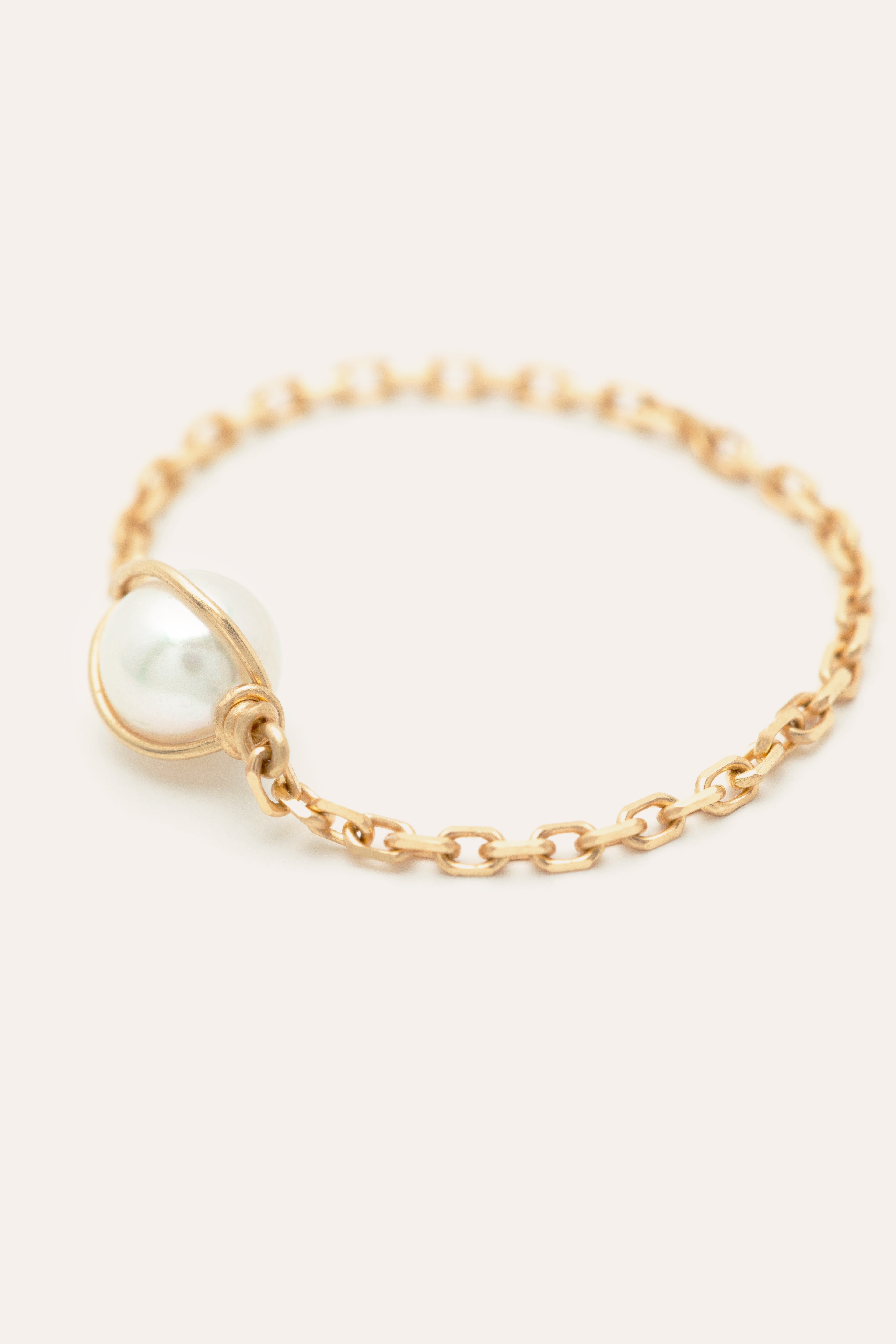 Stella chain ring - Cultured pearl - 750‰ gold