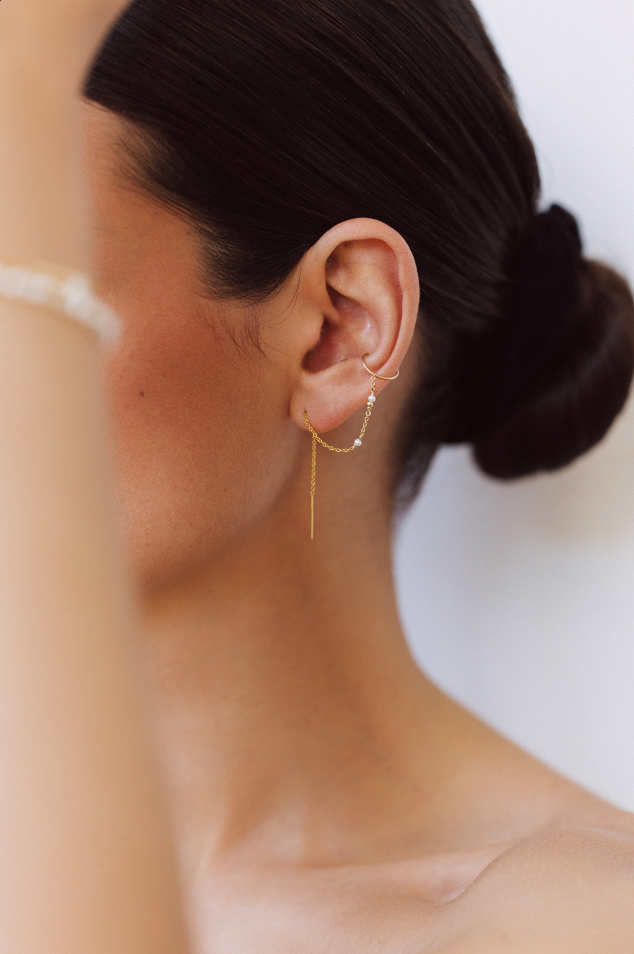 Bijou d'oreille chaînette Céleste - Perles de culture